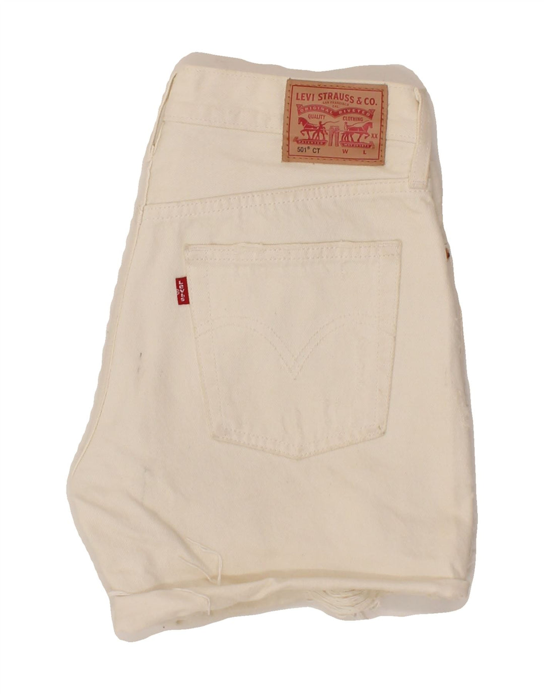 LEVI'S Womens Denim Shorts W25 XS Off White Cotton Vintage Levi's and Second-Hand Levi's from Messina Hembry 