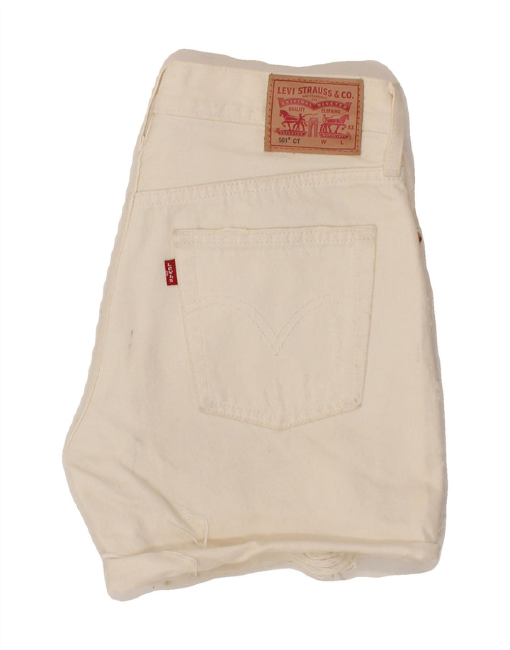 LEVI'S Womens Denim Shorts W25 XS Off White Cotton Vintage Levi's and Second-Hand Levi's from Messina Hembry 