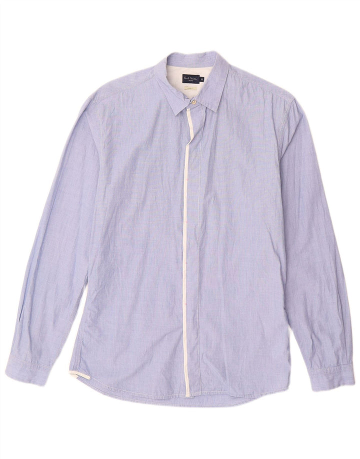 Camisa masculina Paul Smith sob medida de algodão azul médio