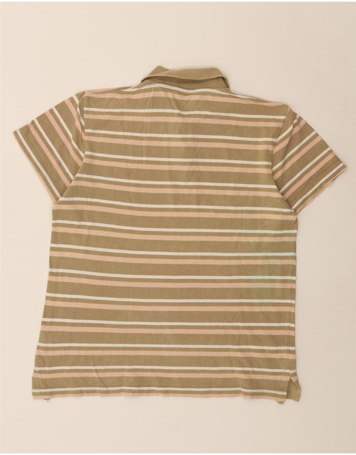 Camisa polo masculina Wrangler grande algodão listrado cáqui