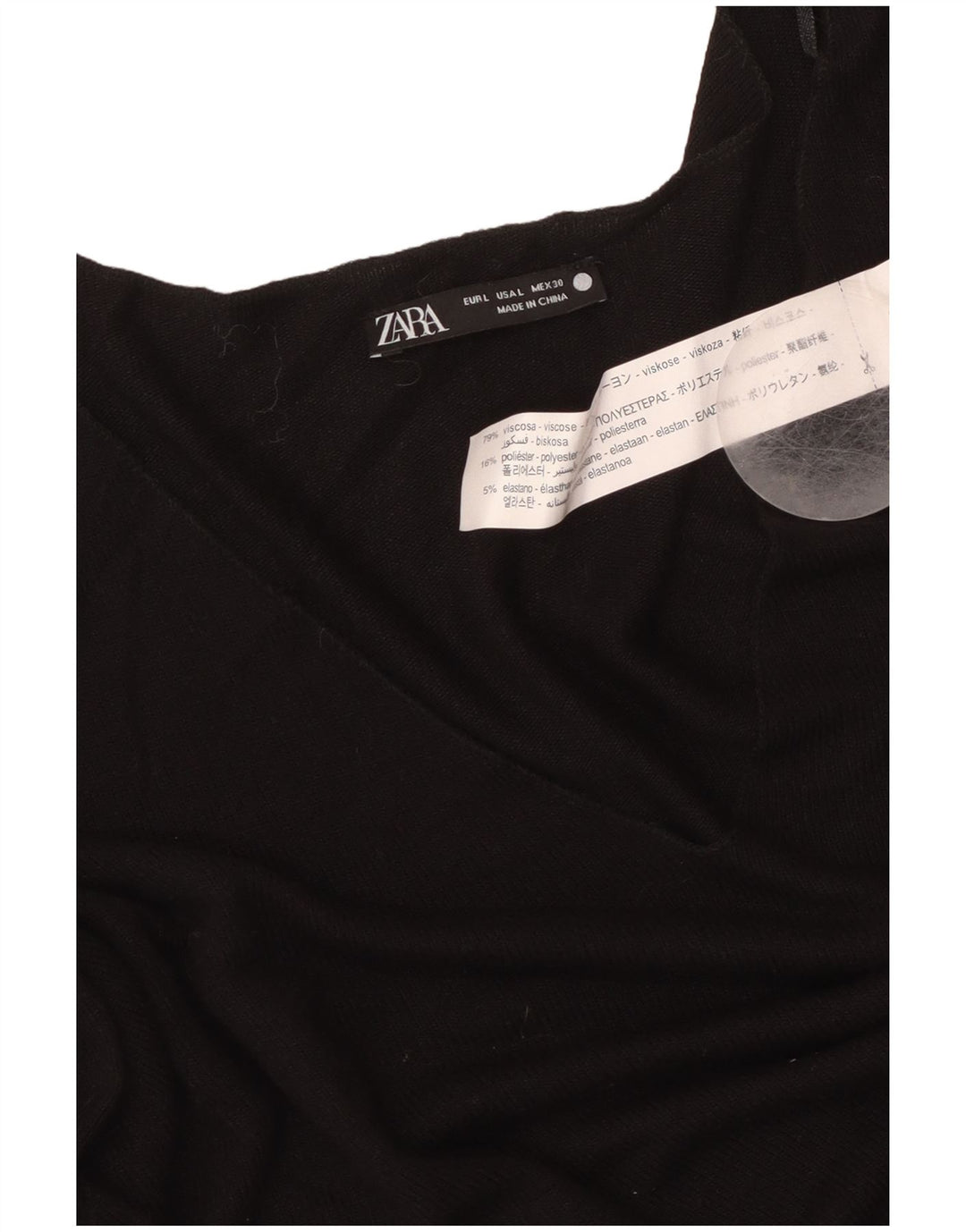 Suéter feminino ZARA com decote em V Reino Unido 16 grande viscose preta