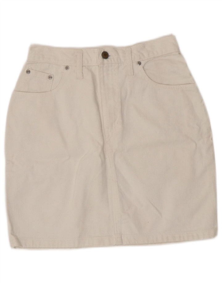 Saia jeans feminina VANILIA W26 pequena branca