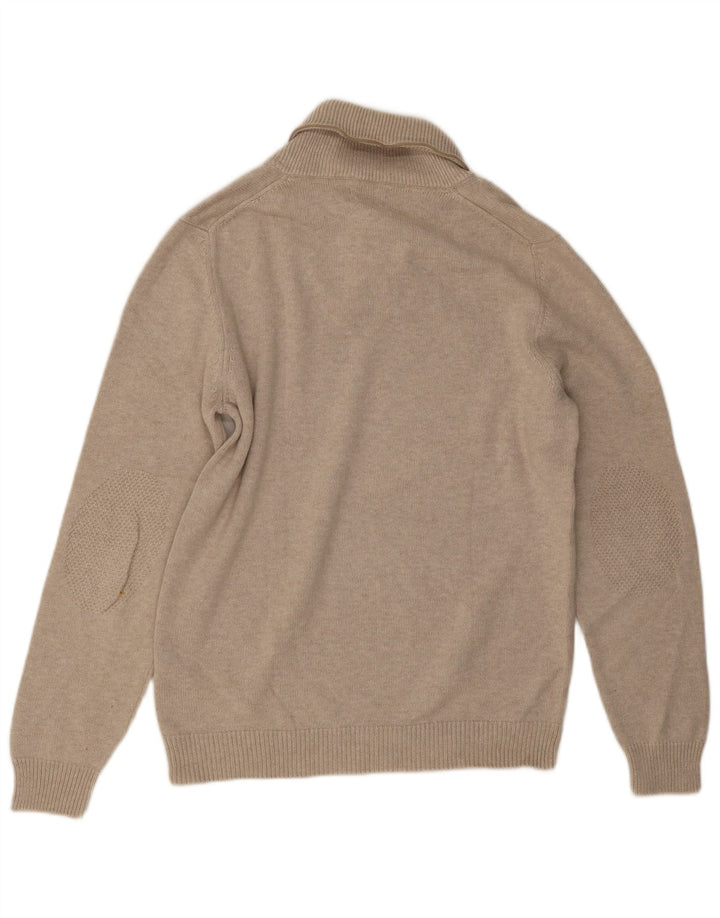 Suéter masculino Massimo Dutti com gola xale, algodão bege grande