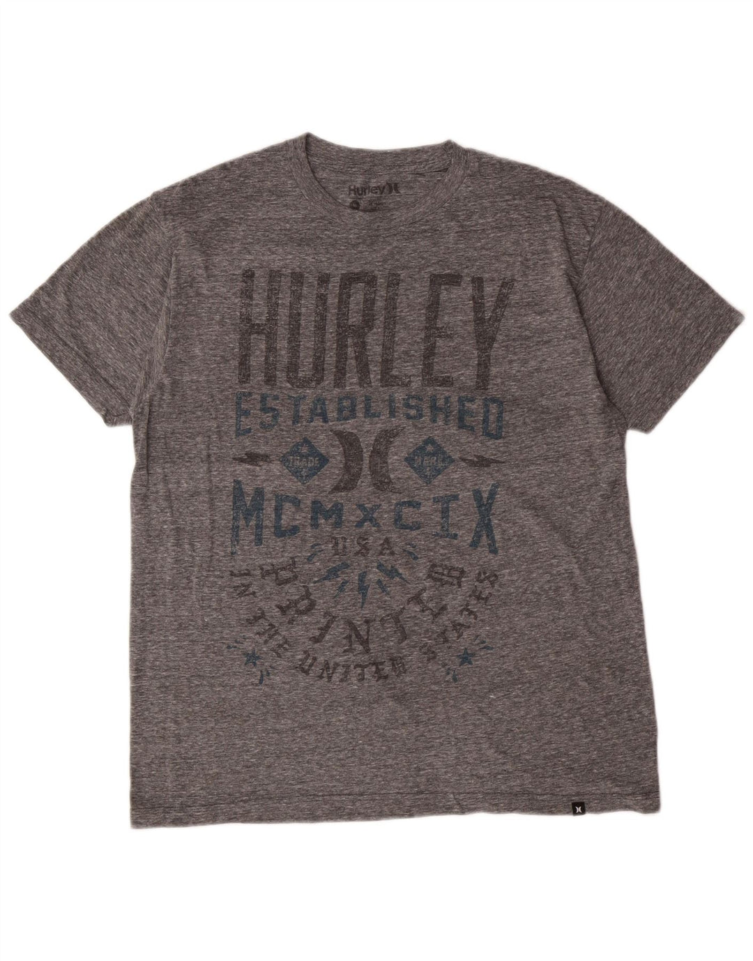Camiseta masculina Hurley Regular Fit gráfica cinza médio