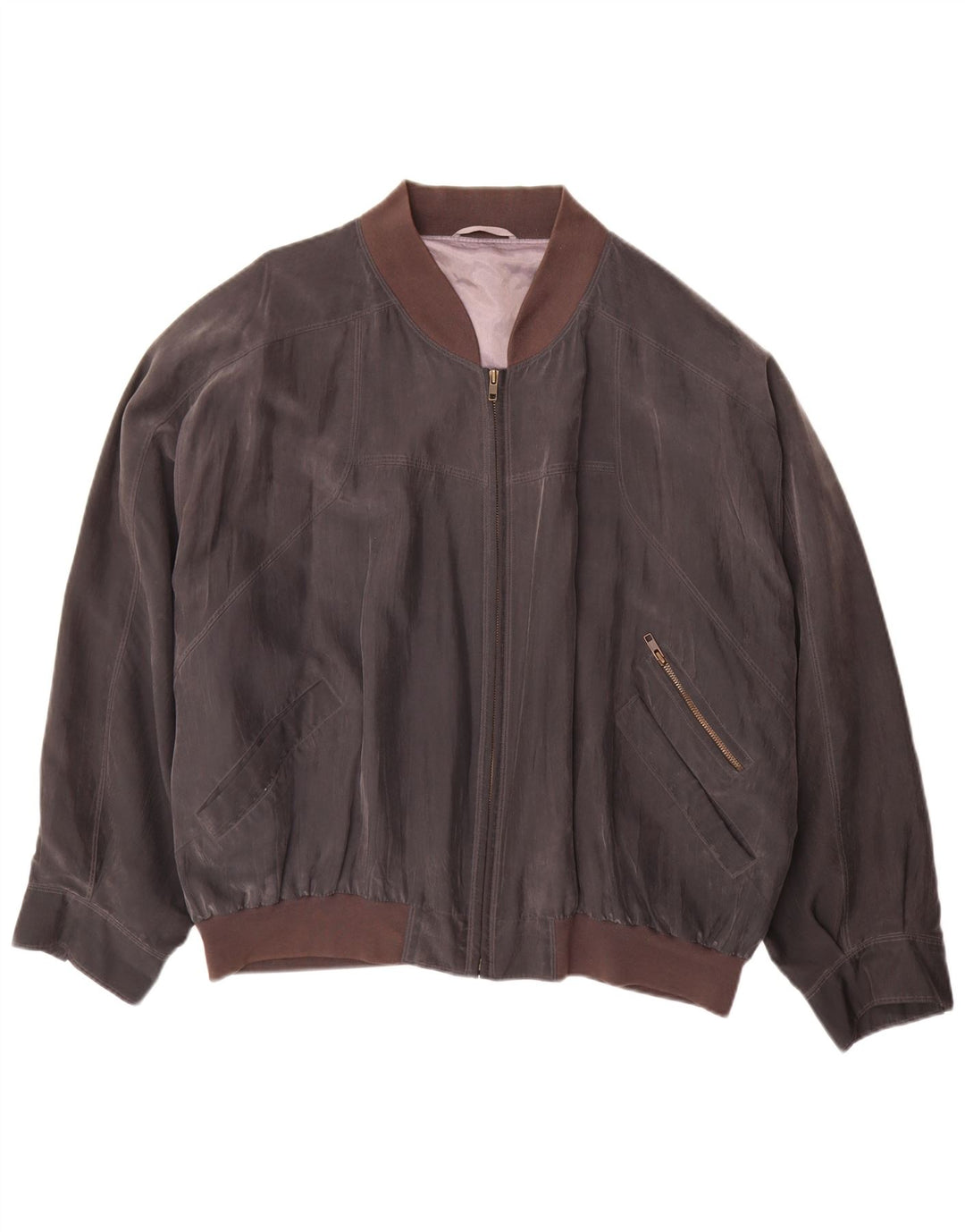 Jaqueta bomber masculina vintage UK 42 XL seda marrom