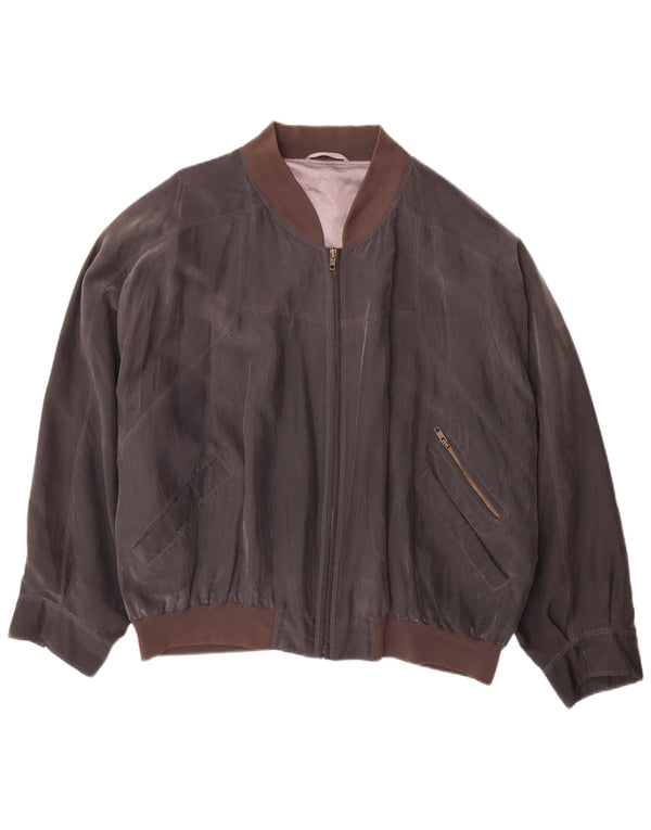 Jaqueta bomber masculina vintage UK 42 XL seda marrom