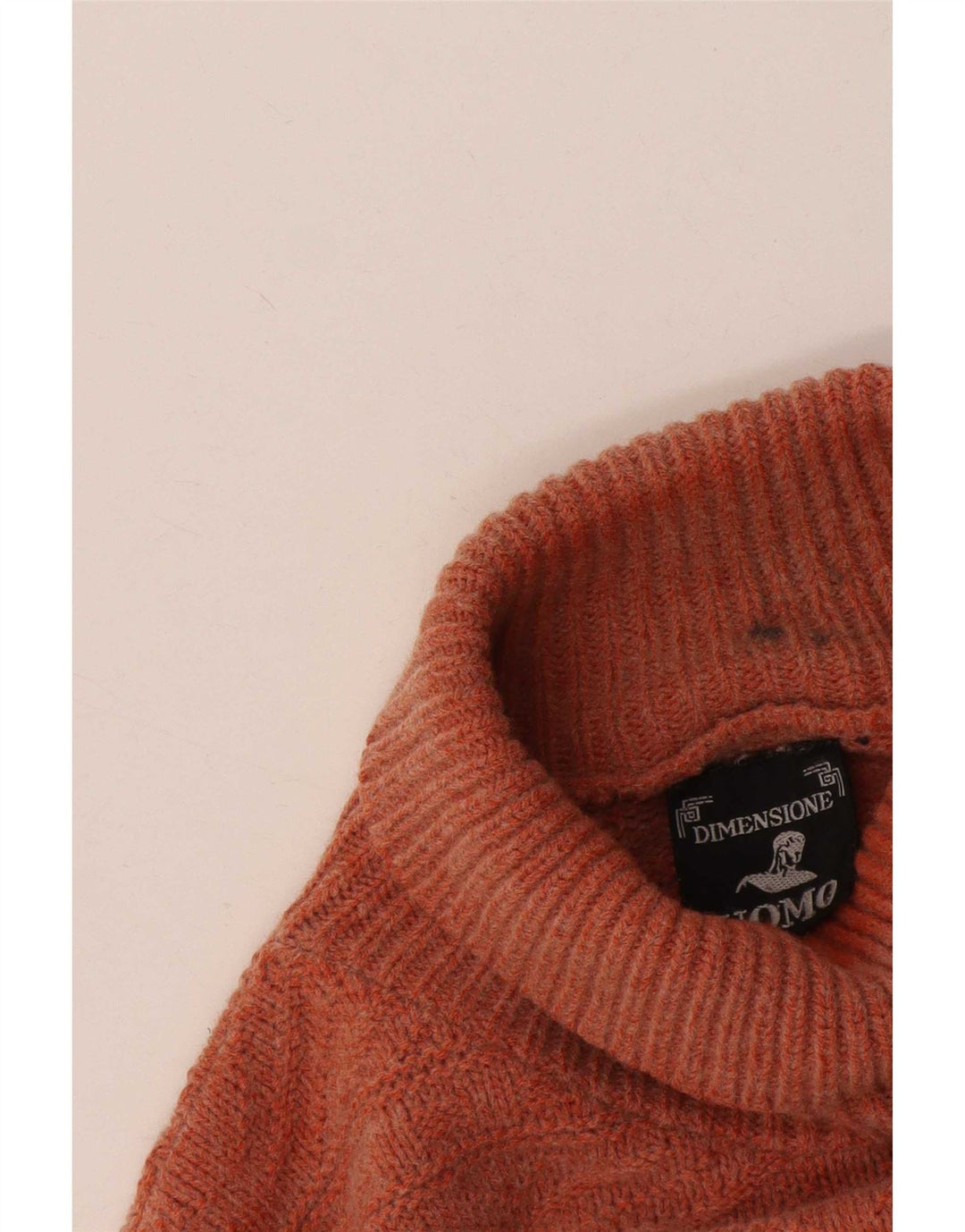Suéter masculino vintage com gola redonda grande laranja Fair Isle