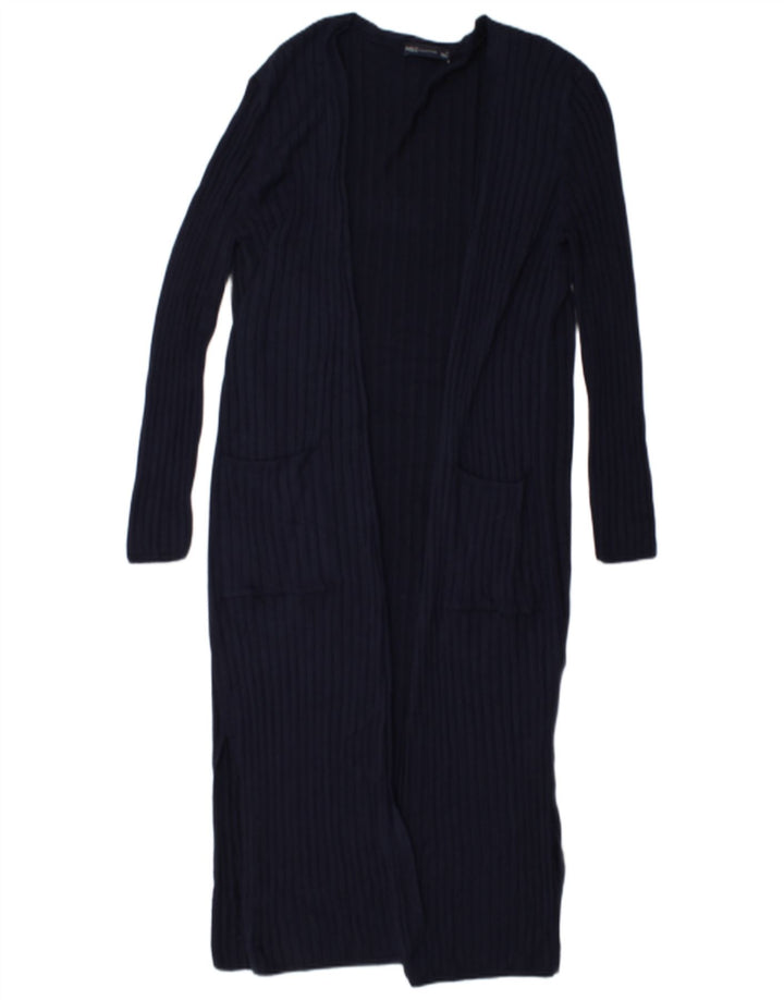 Suéter cardigã feminino Longline da Marks & Spencer Reino Unido 12 médio azul marinho
