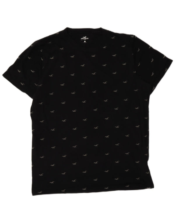 Camiseta masculina Hollister com estampa gráfica grande de algodão preto
