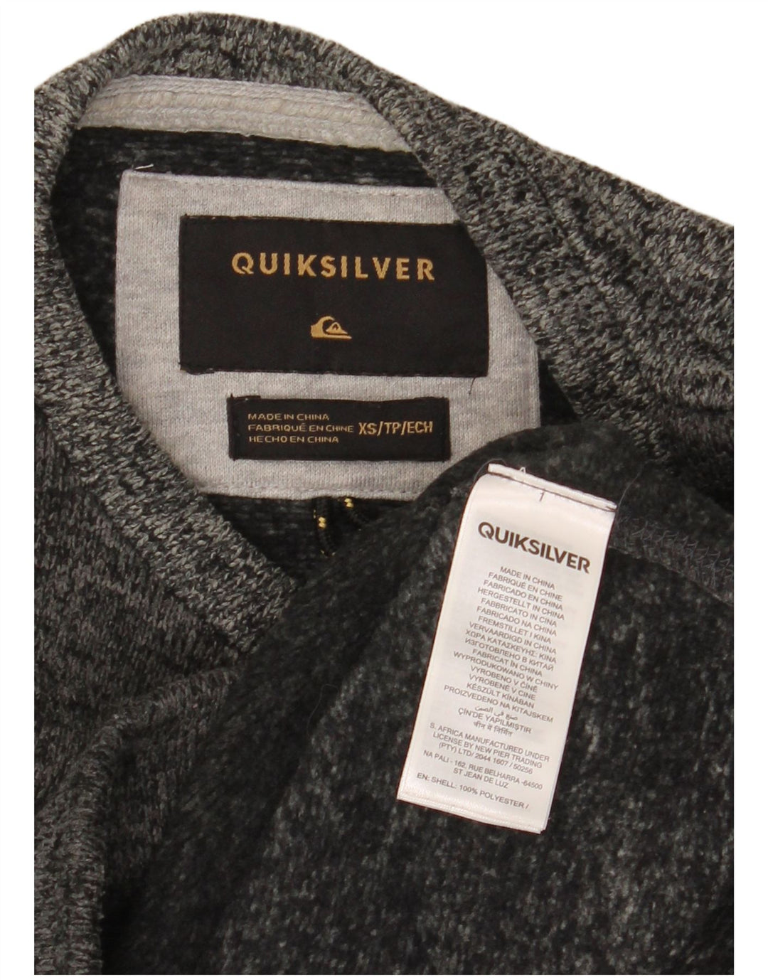 Suéter masculino Quiksilver XS poliéster manchado cinza