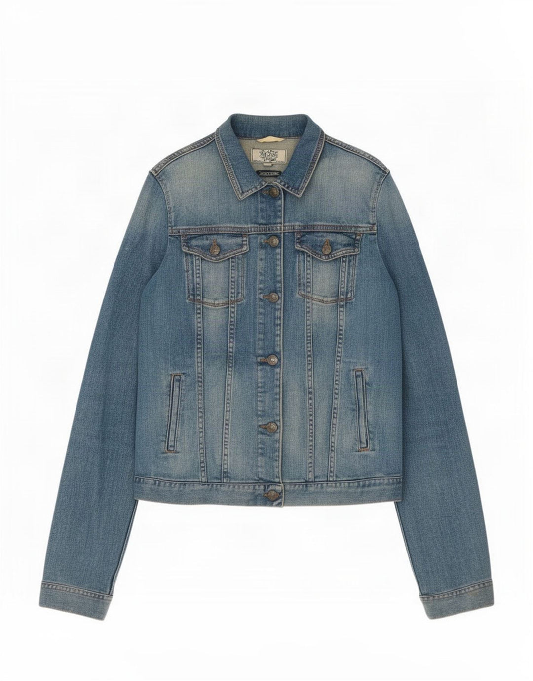 Jaqueta jeans feminina Fat Face UK 12 algodão azul médio