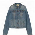 Jaqueta jeans feminina Fat Face UK 12 algodão azul médio