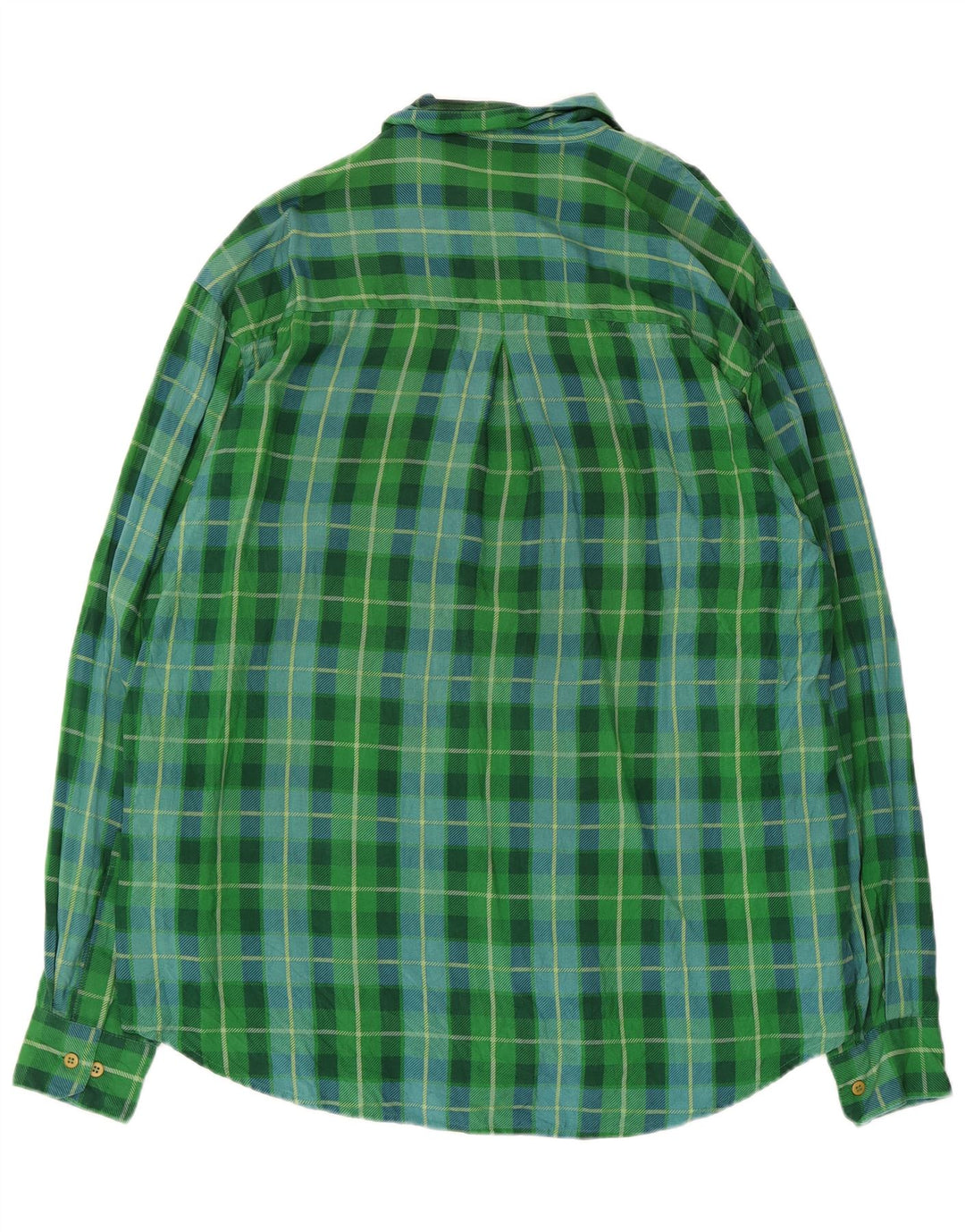 Via Ardigo Camisa masculina média verde xadrez seda