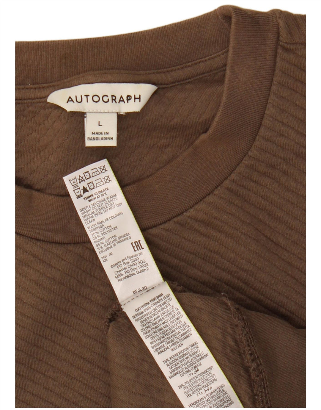 Suéter masculino Marks & Spencer Autograph moletom grande de algodão marrom