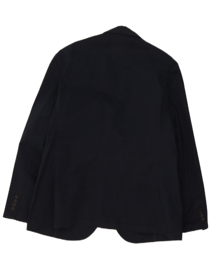 Jaqueta blazer masculina de 2 botões Marks & Spencer Reino Unido 44 XL azul marinho algodão