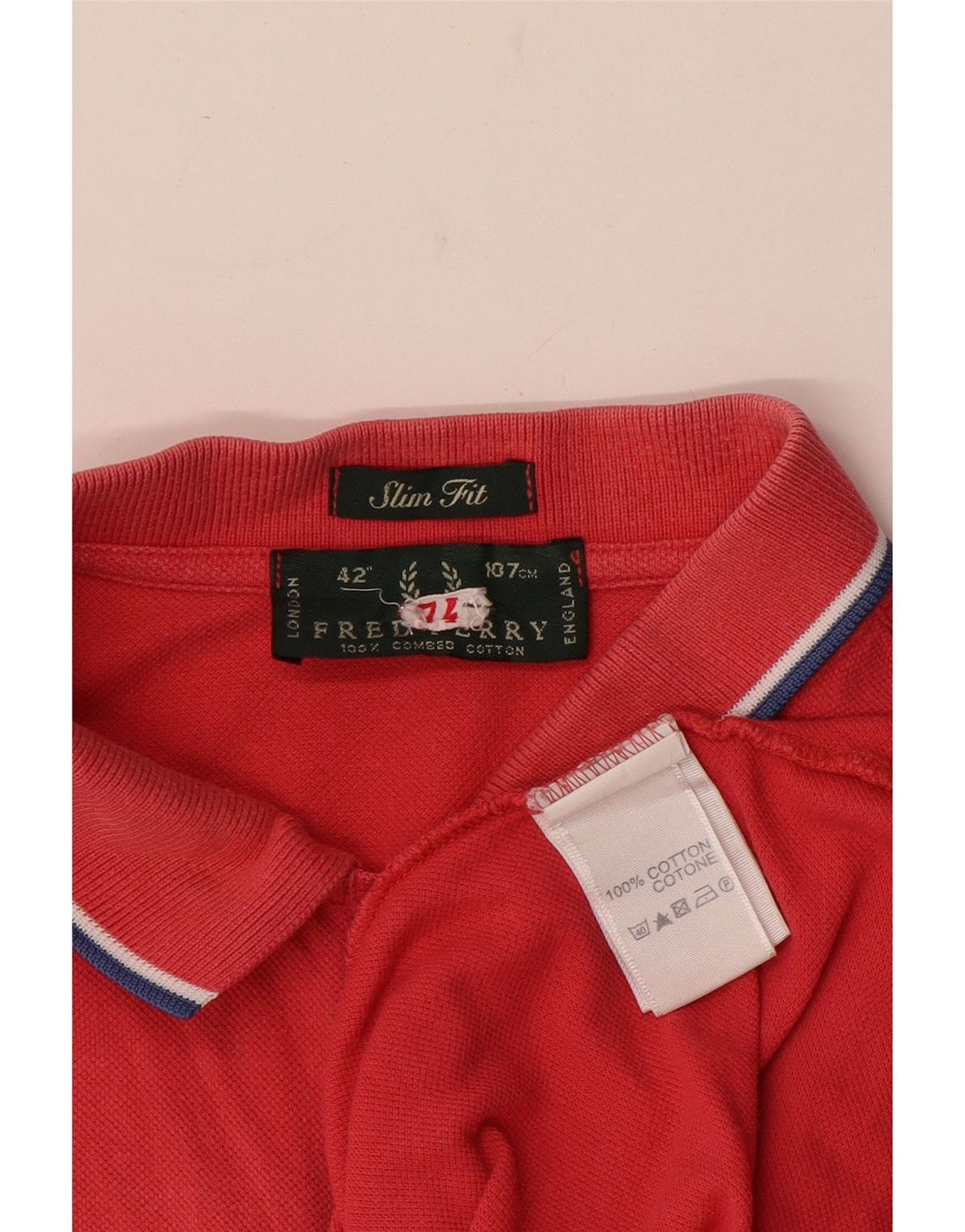 Camisa polo masculina Slim Fit Fred Perry de algodão vermelho médio