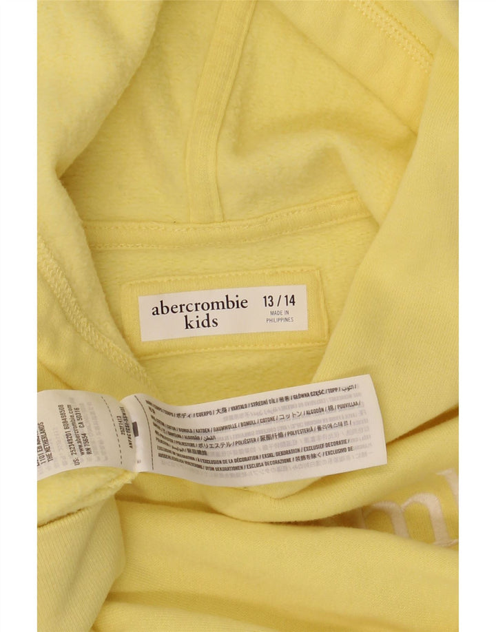 ABERCROMBIE & FITCH Suéter gráfico feminino com capuz 13-14 anos algodão amarelo