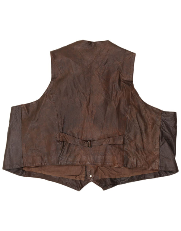 Colete de couro masculino vintage EU 62 6XL marrom