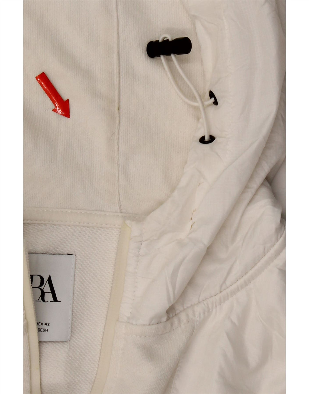 Zara Suéter masculino com capuz e zíper grande algodão branco