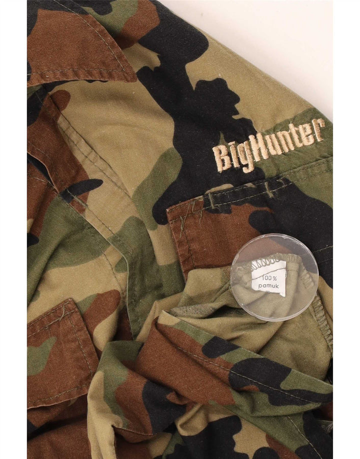 Camisa militar masculina Big Hunter de algodão camuflado multicolorido médio
