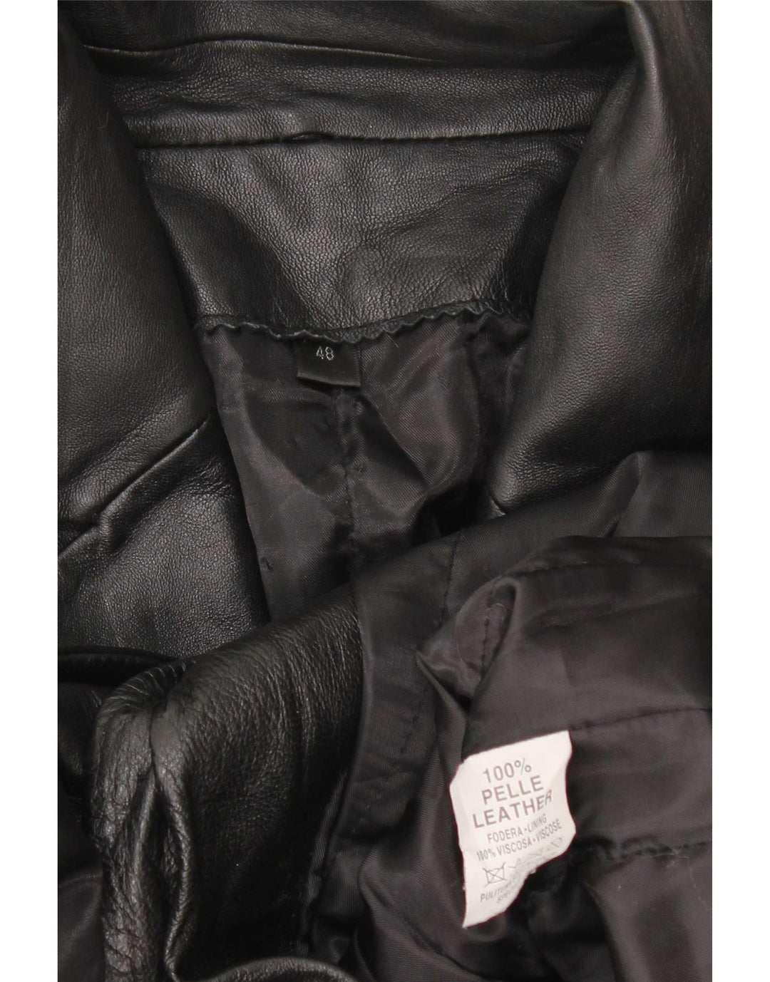 Casaco de couro feminino vintage IT 48 XL preto