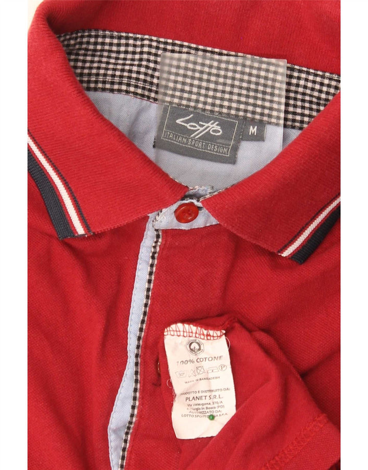 Camisa polo masculina Lotto de algodão listrado vermelho médio