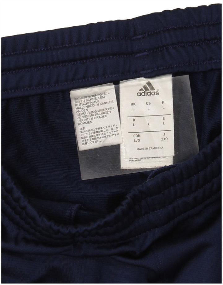 Calça de treino feminina Adidas UK 14 grande poliéster azul marinho