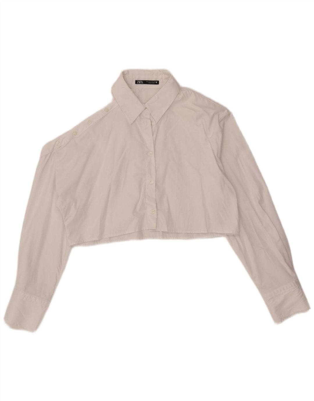 Zara Blusa feminina oversized cropped Reino Unido 10 algodão branco pequeno