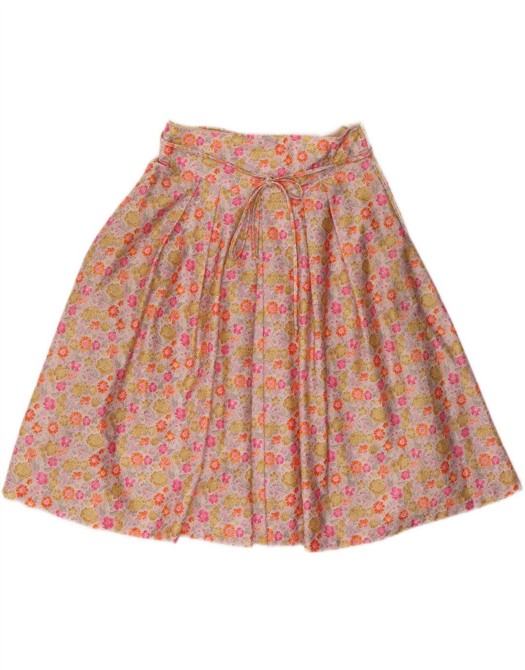 Saia evasê feminina VINTAGE W26 pequena floral multicolorida