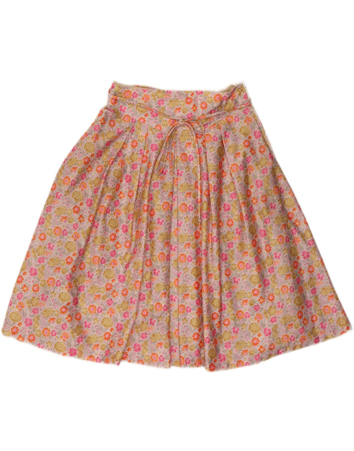Saia evasê feminina VINTAGE W26 pequena floral multicolorida