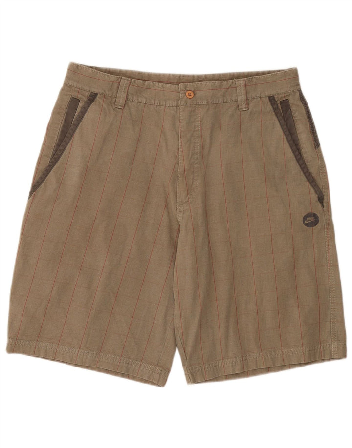 Nike Mens Cargo Shorts Médio W32 Bege Check Algodão