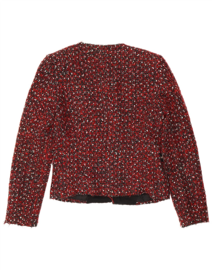 Jaqueta blazer feminina Zara UK 10 pequena vermelha manchada moderna