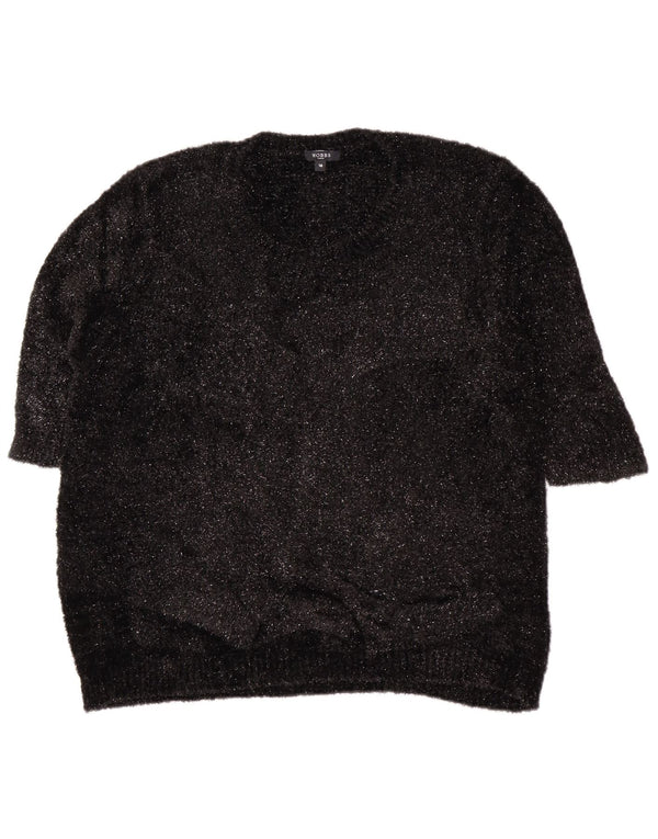 Suéter feminino Hobbs manga 3/4 com gola redonda Reino Unido 18 XL preto manchado