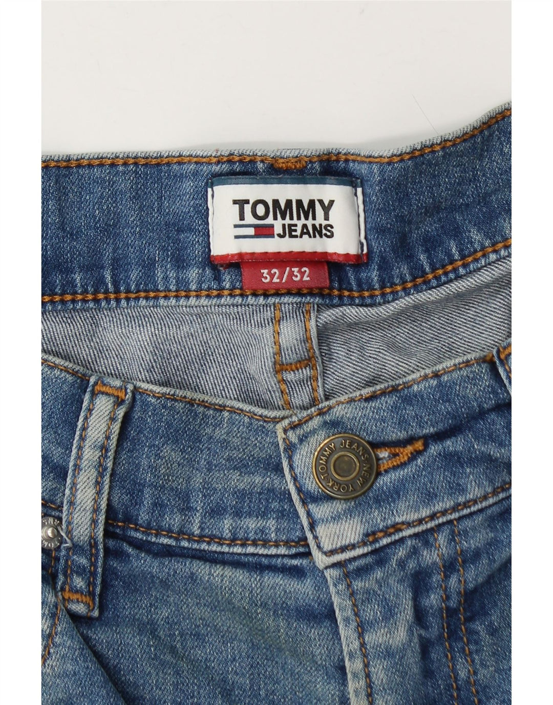 Jeans retos masculinos Tommy Hilfiger W32 L32 algodão azul