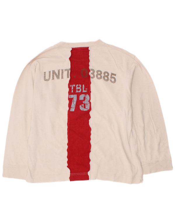 Timberland Boys Graphic Top manga comprida 7-8 anos bege colorblock algodão