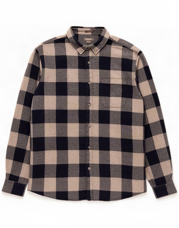 Eddie Bauer Camisa masculina de flanela clássica de ajuste médio azul marinho algodão guingão