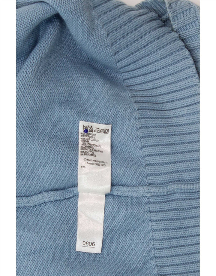 Suéter masculino Marks & Spencer Blue Harbor com decote em V de algodão médio