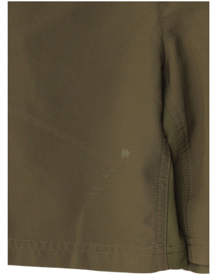 Shorts esportivos masculinos Nike Dri Fit pequenos cáqui colorblock poliéster