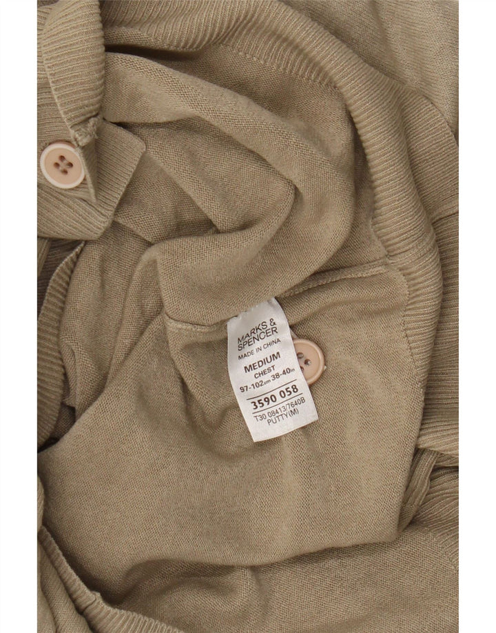 Suéter feminino Marks & Spencer Blue Harbor Cardigan Reino Unido 12 Médio Bege