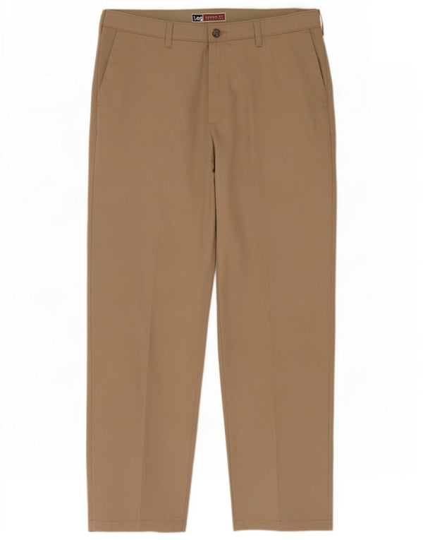 Lee Mens Custom Fit Chino Calças W38 L32 Algodão Bege