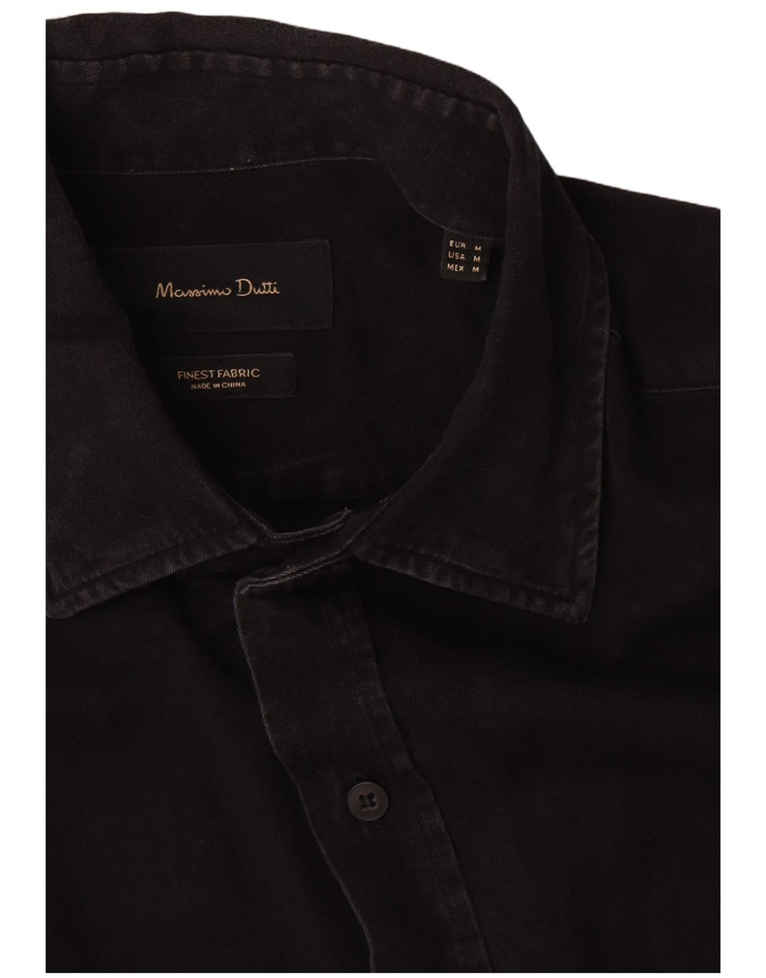 Camisa jeans masculina Massimo Dutti de algodão preto médio