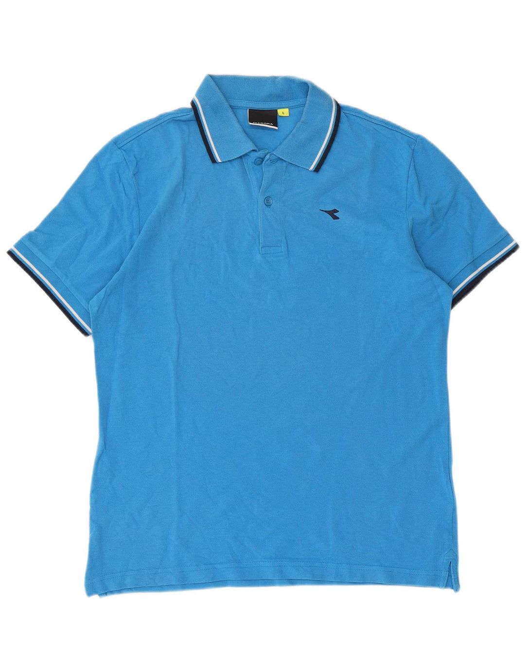 Camisa polo masculina Diadora grande algodão listrado azul