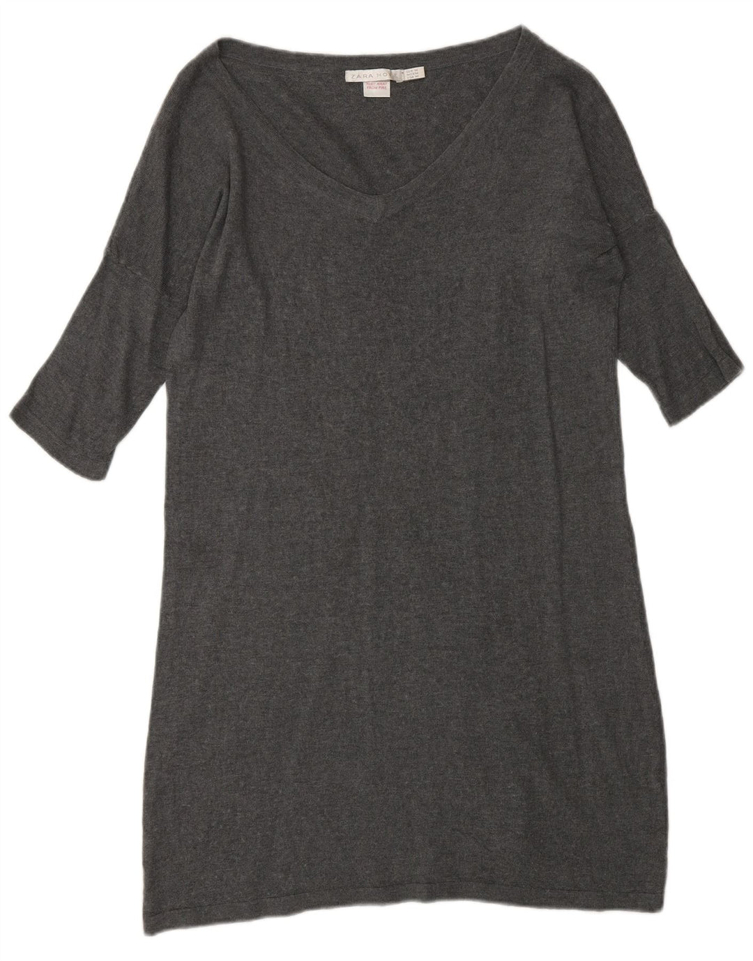 Zara Vestido feminino manga 3/4 Reino Unido 14 cinza médio
