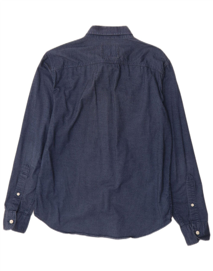 Camisa masculina Hollister pequena algodão azul marinho