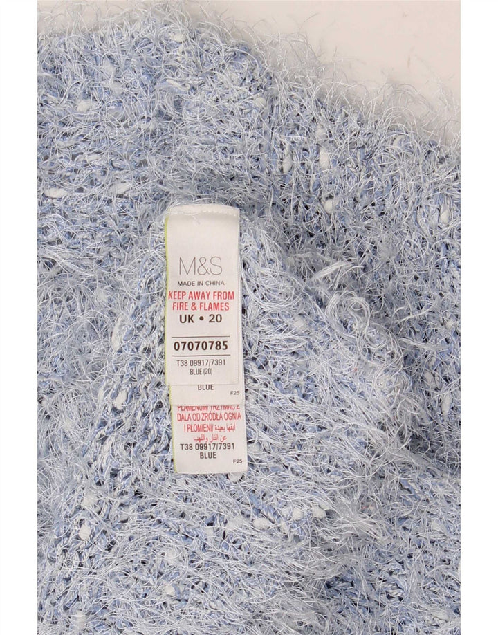 Suéter feminino Marks & Spencer com gola redonda UK 20 2XL azul poliéster