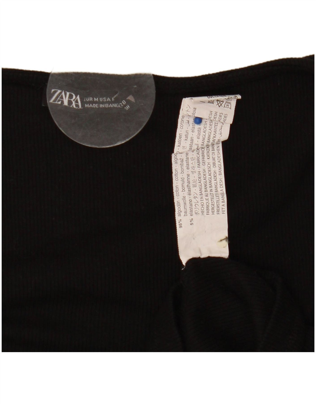 Zara blusa feminina cropped frontal manga comprida Reino Unido 12 algodão preto médio