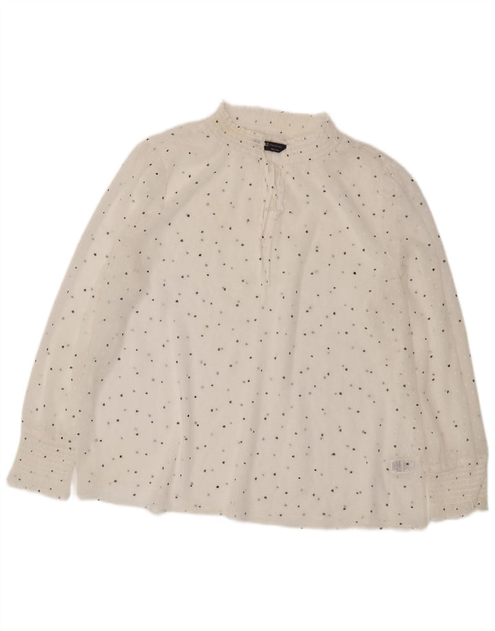 Blusa feminina de manga comprida Marks & Spencer UK 18 XL branca manchada