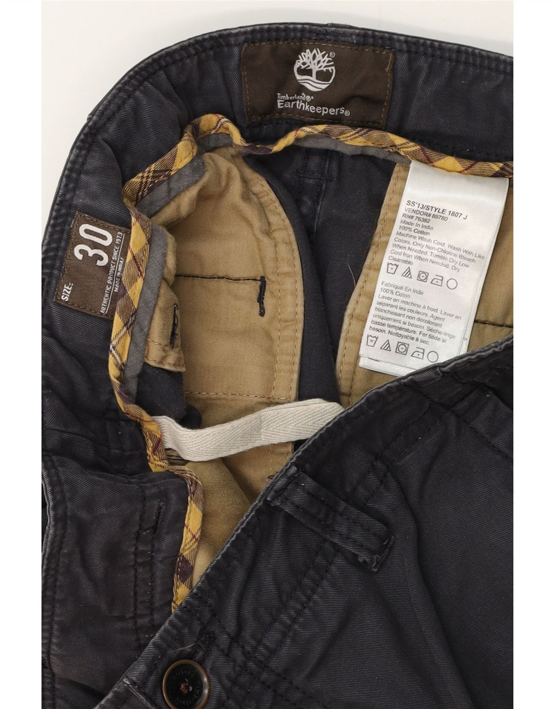 TIMBERLAND Mens Earthkeepers Chino Shorts W30 Médio Algodão Azul Marinho