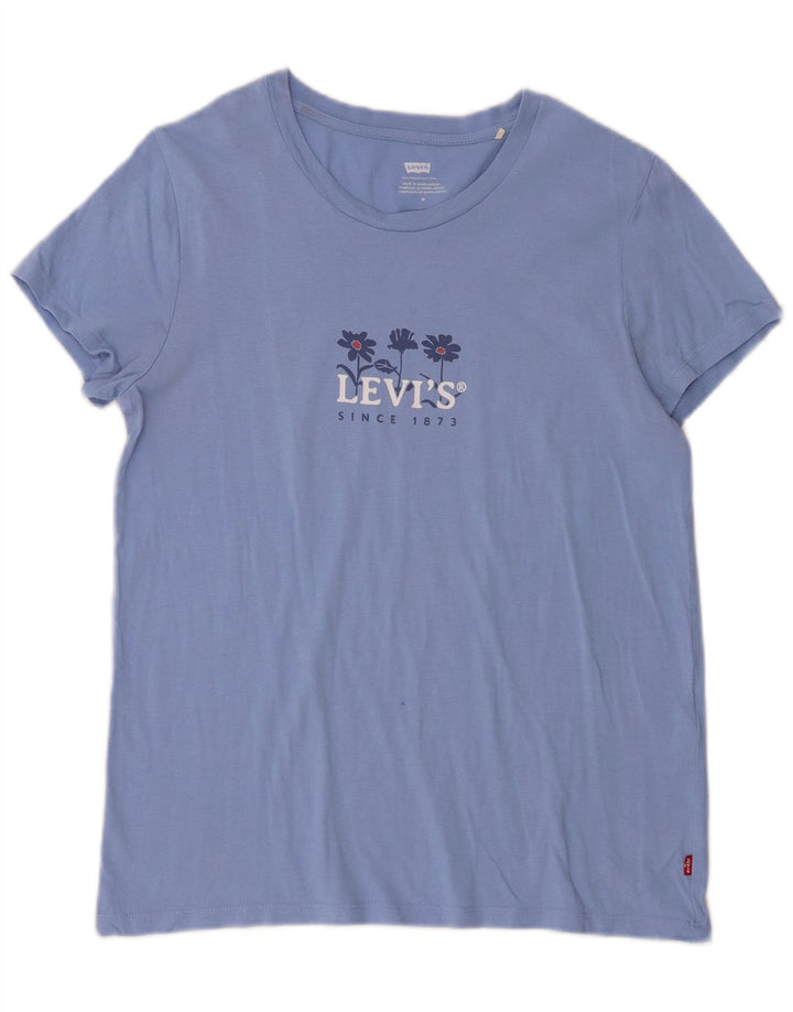 Camiseta feminina gráfica Levi's Top UK 12 algodão azul médio