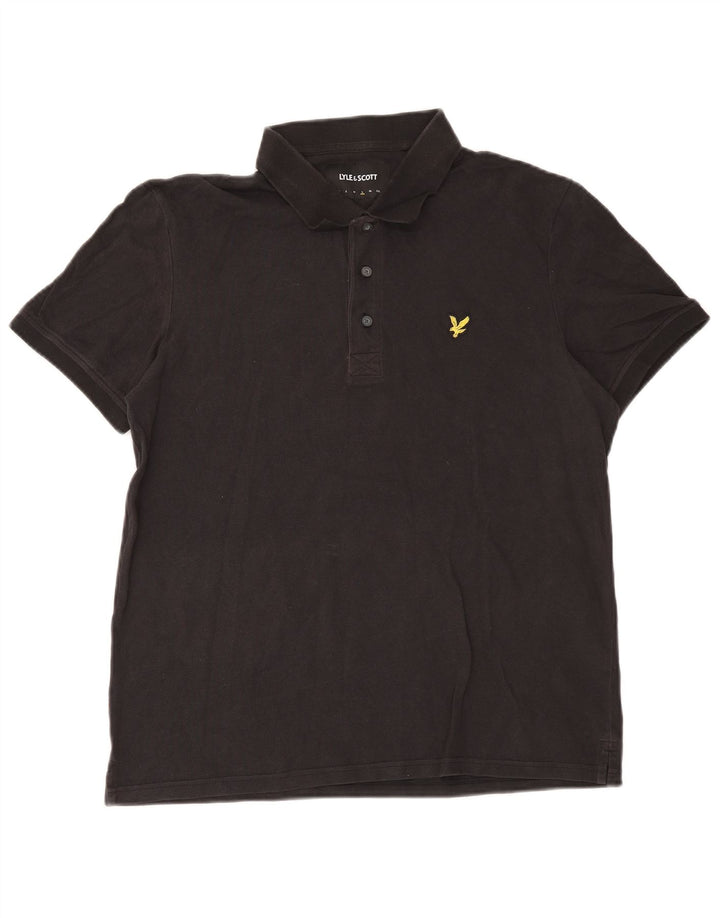 Camisa polo masculina Lyle & Scott grande algodão preto